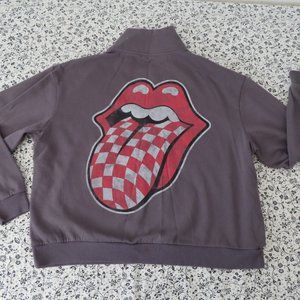 Rolling Stones Sweater Womens XL Dark Gray Pullover 1/4